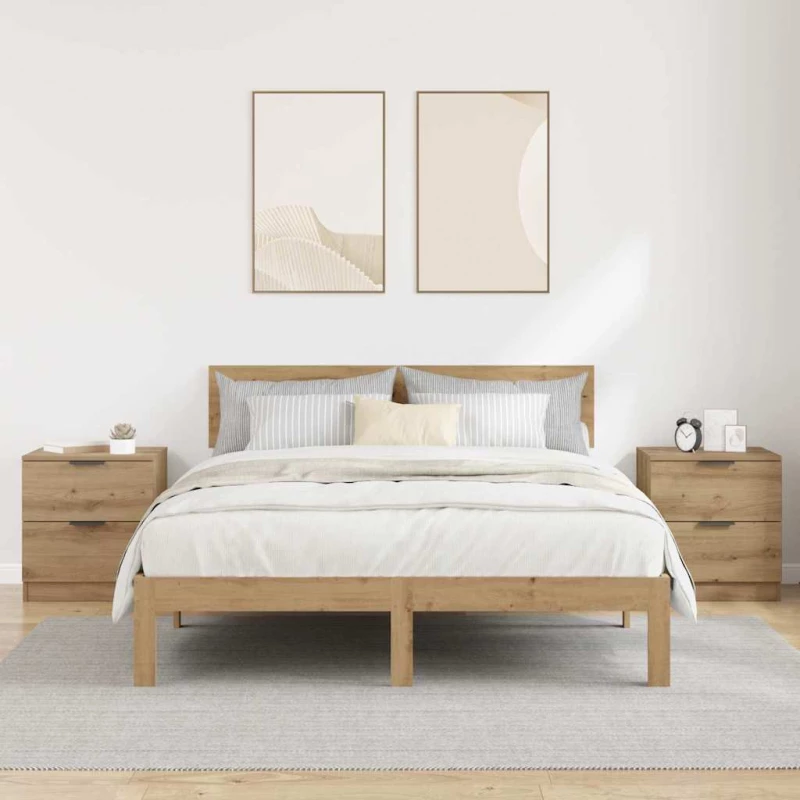 vidaXL Κομοδίνο 2 pcs artisan δρυς 45 x 39 x 50 εκ. Επεξεργασμένο ξύλο