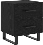 vidaXL Κομοδίνο Μαύρη δρυς 40 x 35 x 47.5 εκ Επεξεργασμένο ξύλο