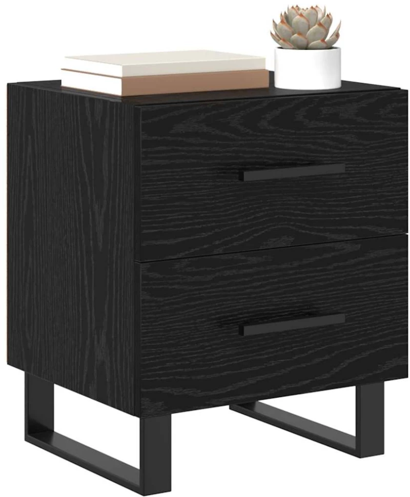 vidaXL Κομοδίνο Μαύρη δρυς 40 x 35 x 47.5 εκ Επεξεργασμένο ξύλο