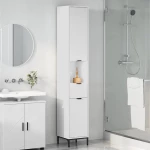 vidaXL Ψηλό ντουλάπι μπάνιου με συρτάρι Λευκό 31.5 x 33 x 190 εκ.
