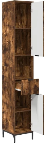 vidaXL Ψηλό ντουλάπι μπάνιου Καπνιστή δρυς 31.5 x 33 x 190 εκ.
