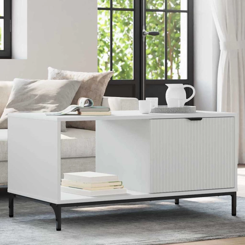 vidaXL Τραπεζάκι σαλονιού Λευκό 90 x 49 x 46 εκ. Επεξεργασμένο ξύλο
