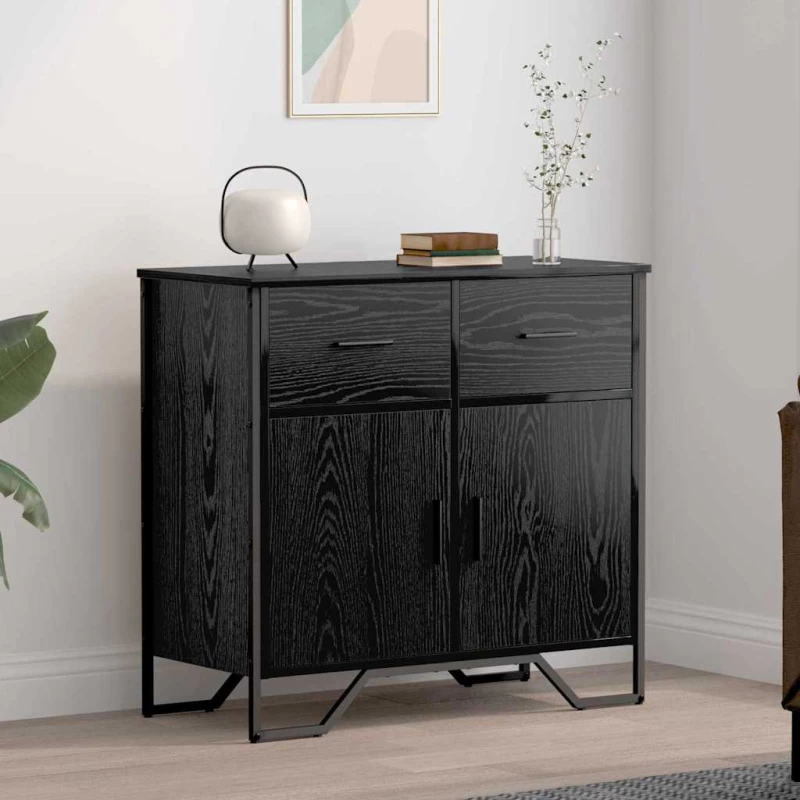 vidaXL Πλαϊνό γραφείο με συρτάρι Μαύρη δρυς 79.5 x 35.5 x 74.5 εκ
