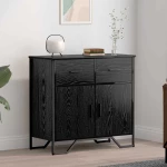 vidaXL Πλαϊνό γραφείο με συρτάρι Μαύρη δρυς 79.5 x 35.5 x 74.5 εκ