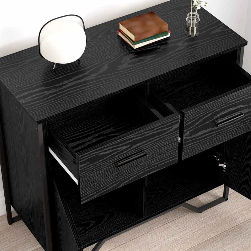 vidaXL Πλαϊνό γραφείο με συρτάρι Μαύρη δρυς 79.5 x 35.5 x 74.5 εκ