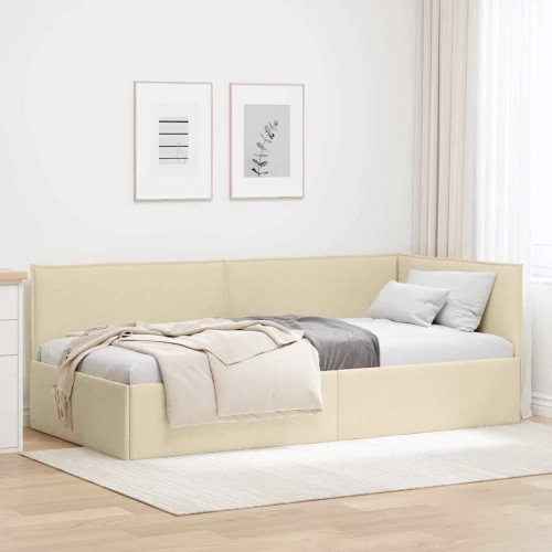 vidaXL Κρεβάτι Γωνίας με κεφαλάρι Κρεμ 90 x 190 cm ύφασμα