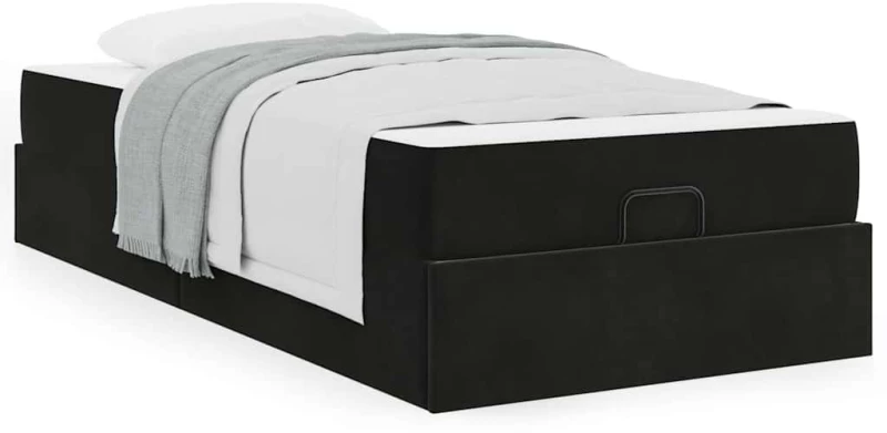 vidaXL Σκελετός Κρεβατιού με στρώμα Μαύρο 90 x 190 cm Βελούδο