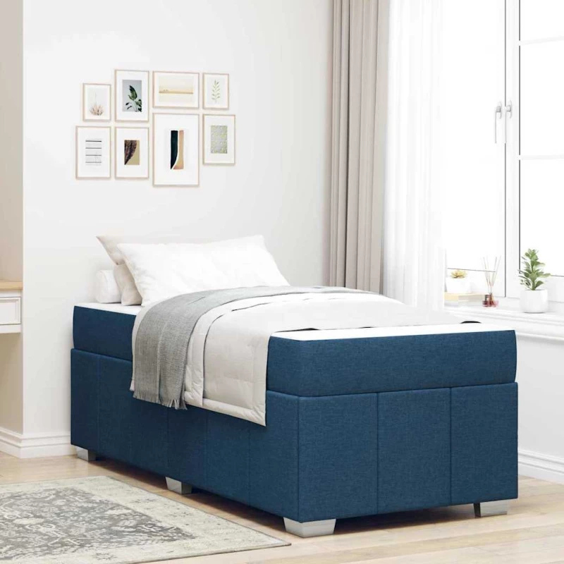 vidaXL Σκελετός Κρεβατιού με στρώμα Μπλε 120 x 190 cm ύφασμα
