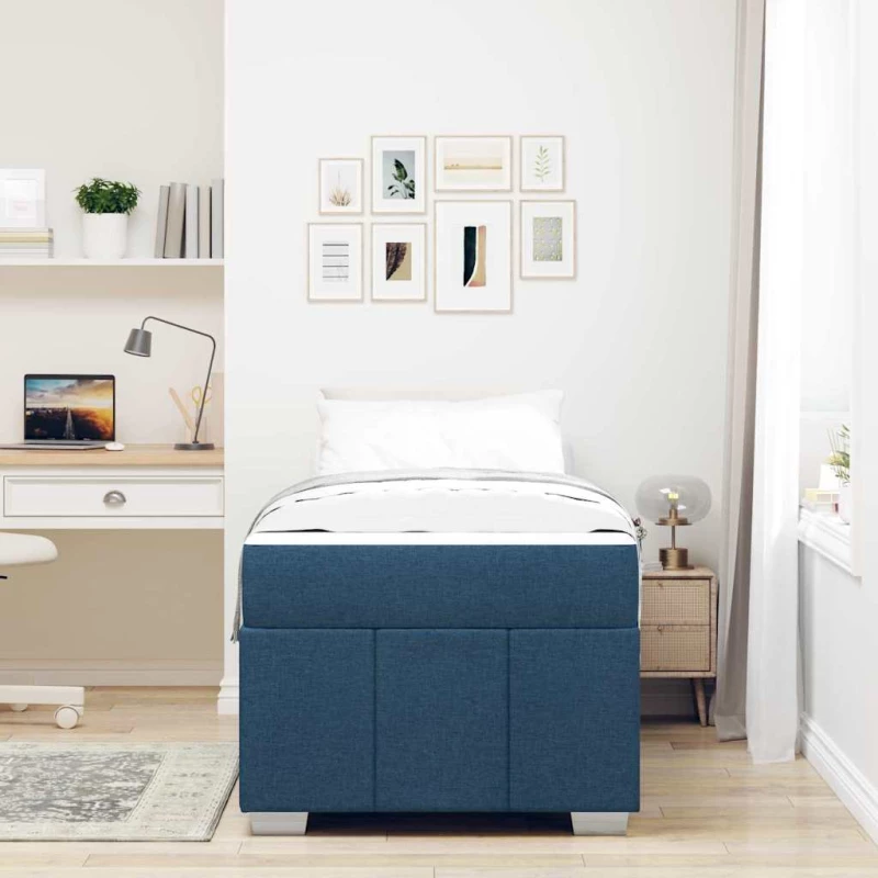 vidaXL Σκελετός Κρεβατιού με στρώμα Μπλε 120 x 190 cm ύφασμα