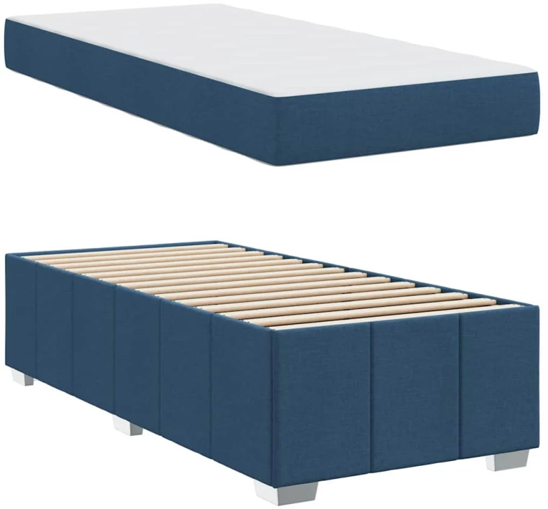 vidaXL Σκελετός Κρεβατιού με στρώμα Μπλε 120 x 190 cm ύφασμα