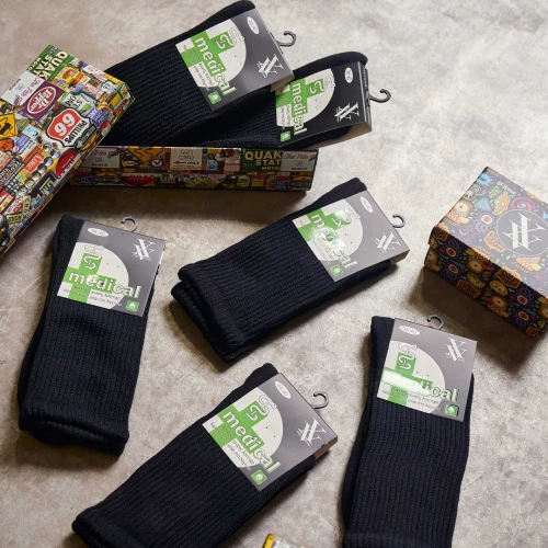 Κάλτσες για Διαβητικούς & Ευαίσθητα Πόδια Μαύρες Πετσετέ