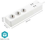 NEDIS WiFi Smart πολύπριζο 3 θέσεων και 4 θυρών USB WIFIP312FWT