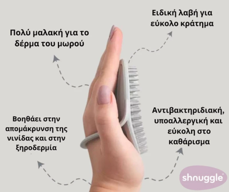 Shnuggle Αντιβακτηριδιακή Βούρτσα Μπάνιου από Σιλικόνη Taupe