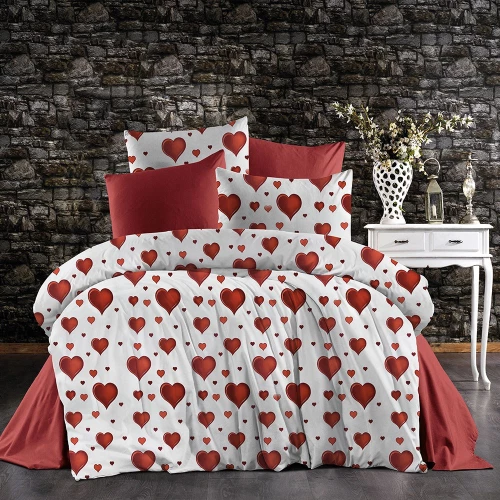 Παπλωματοθήκη Πάθος 607 White-Red DimCol Μονό 160x240cm Βαμβάκι-Πολυέστερ