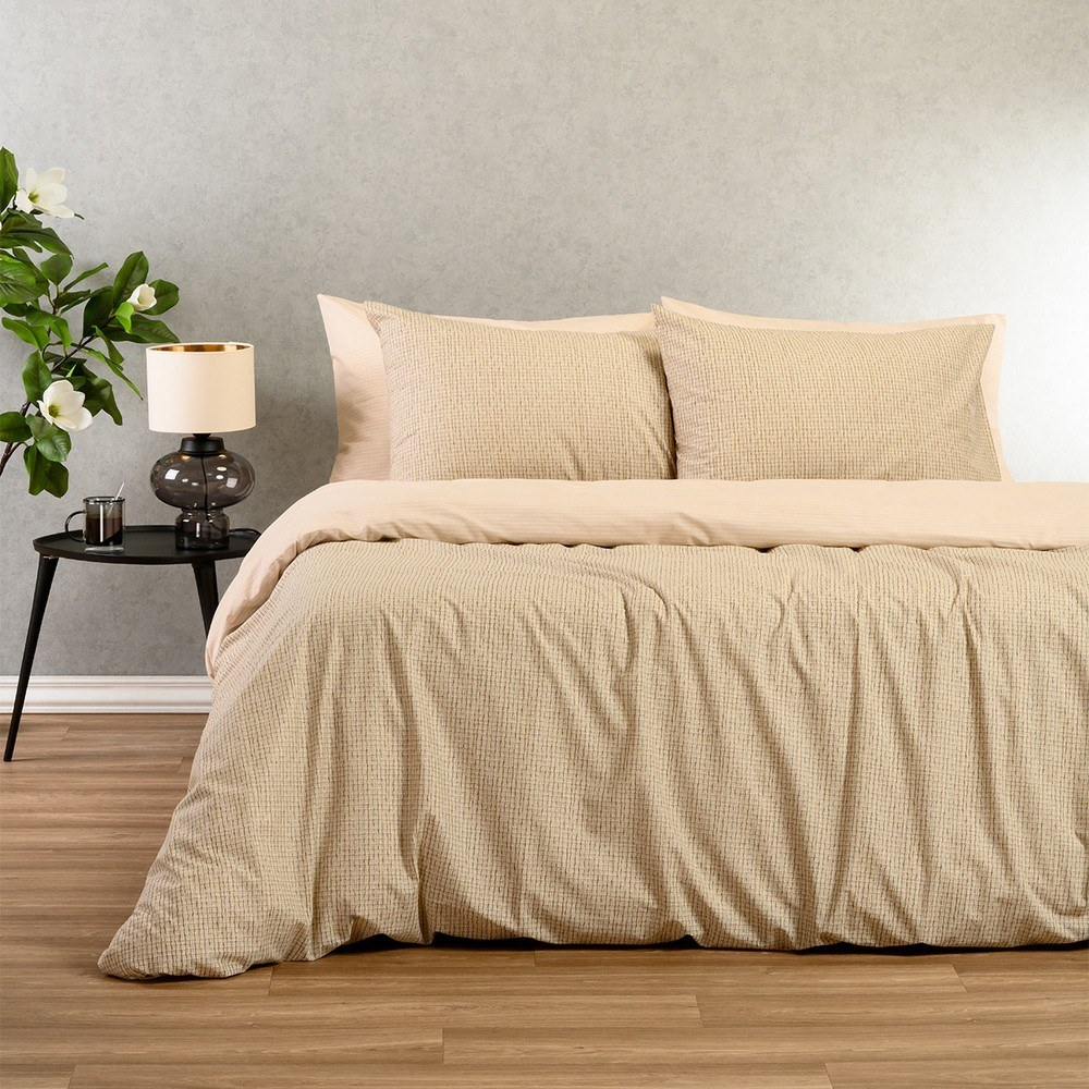 Σεντόνια Davide (Σετ 3τμχ) Beige Melinen Μονό 170x270cm Βαμβάκι-Πολυέστερ