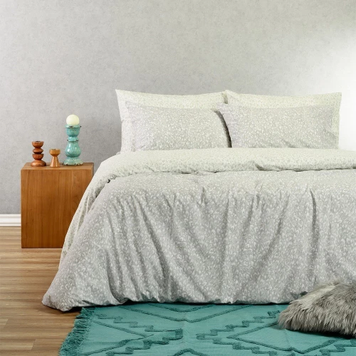 Σεντόνια Leo (Σετ 4τμχ) Aqua-Grey Melinen Διπλό 205x270cm Βαμβάκι-Πολυέστερ