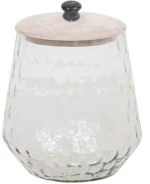 Δοχείο Αποθήκευσης Schera 023729 14x14x20cm Clear-White Washed Ξύλο,Γυαλί
