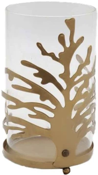 Βάση Ρεσώ Ember 033230 12,5x12,5x21cm Gold Μέταλλο,Γυαλί