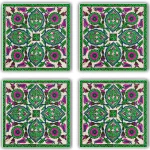Σουβέρ (Σετ 4Τμχ) 366TYR1104 10x10x1cm Multi-Green Hermia Πέτρα