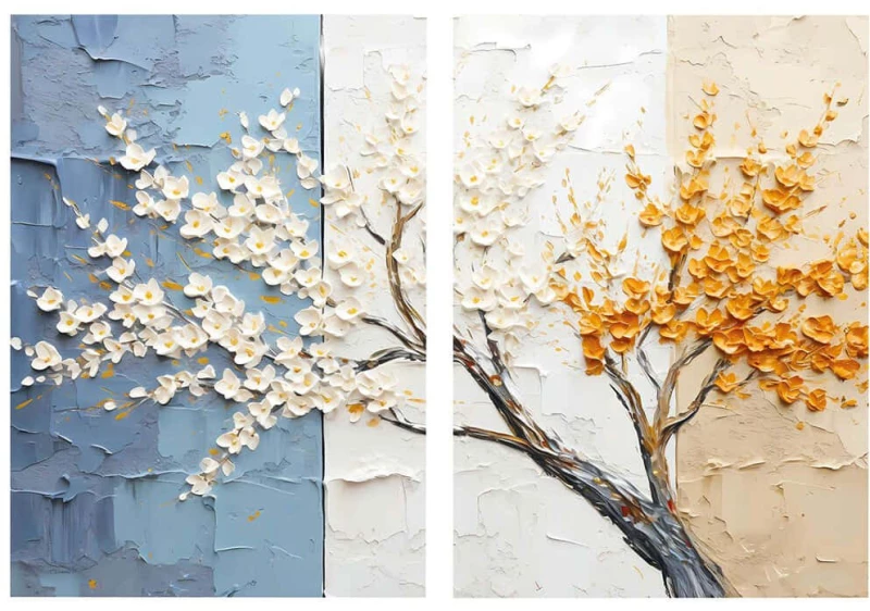 Πίνακας Καμβάς (Σετ 2Τμχ) 833HRC1108 80x120cm Multi Wallity Κάθετοι Ξύλο, Καμβάς