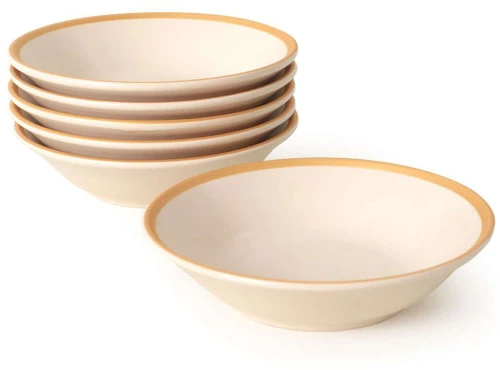 Πιάτο Βαθύ (Σετ 6Τμχ) 275KRM1880 18cm Cream-Gold Hermia Κεραμικό