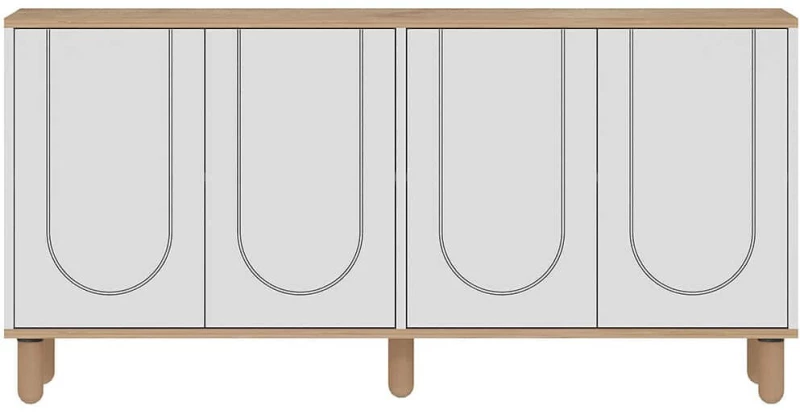 Μπουφές Elaris 327ODS1352 150x36x73cm Oak-White Μοριοσανίδα, Μελαμίνη