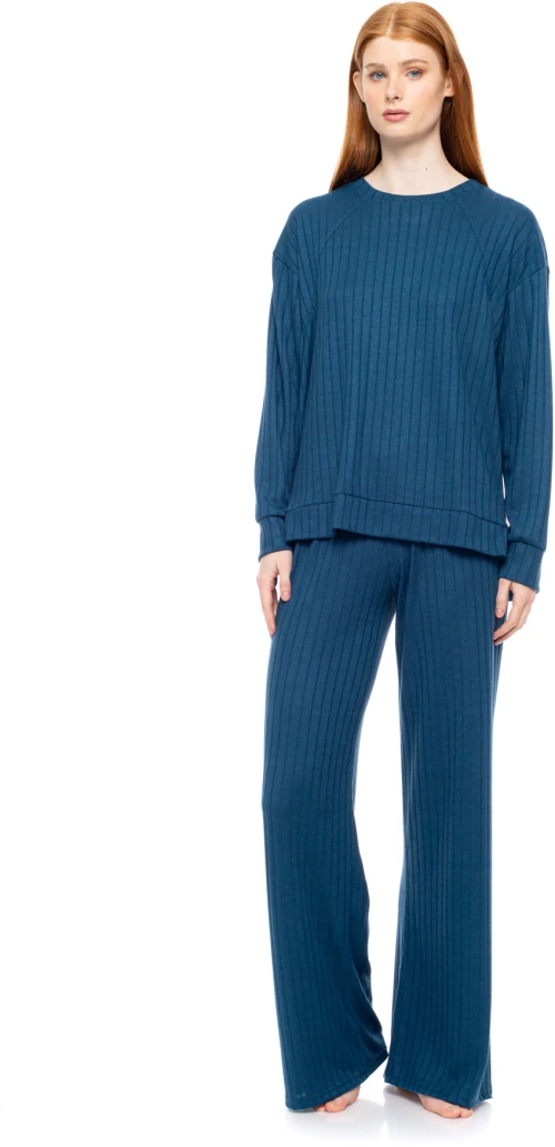 Γυναικεία Πυτζάμα Pink Label - Mint stipes warm - Viscose - Regular Fit
