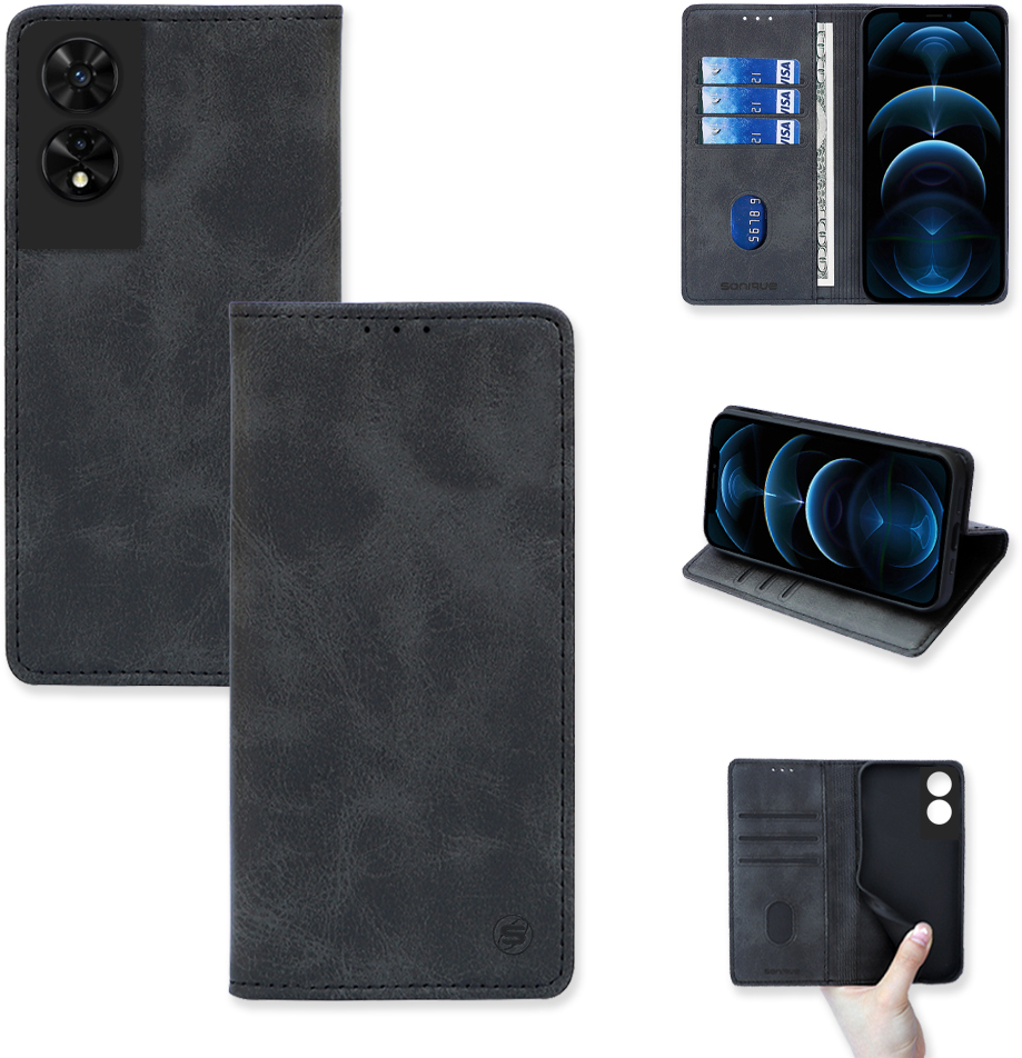 Θήκη Πορτοφόλι Vintage Magnet Wallet Sonique TCL 505 Μαύρο