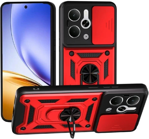 Θήκη Realme P3 Bodycell Armor Slide Ανθεκτική με Κάλυμμα για την Κάμερα & Μεταλλικό Ring Holder - Red (5206015082603)