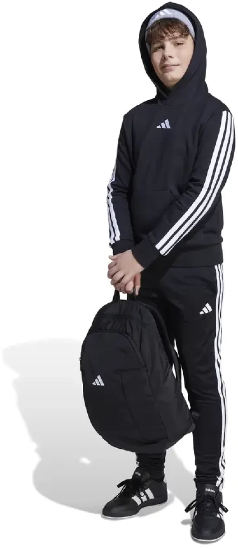 Παιδικό Φούτερ Με Κουκούλα Adidas Essentials Hoodie Μαύρο / Λευκό  Μαύρο