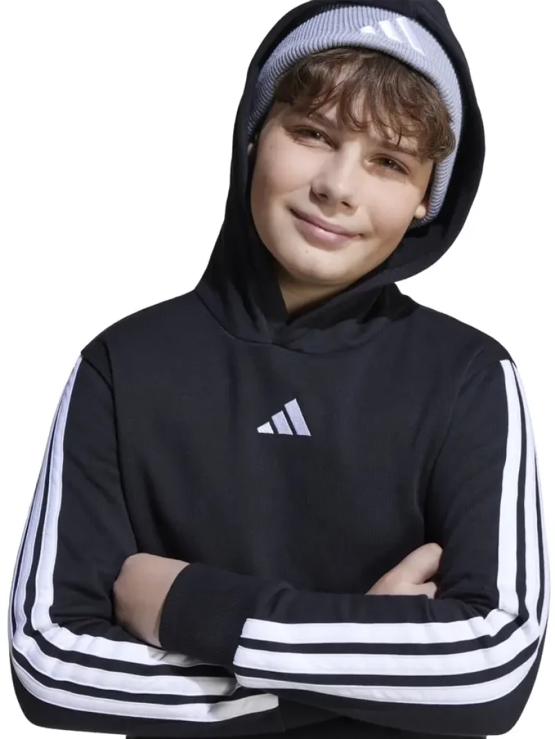 Παιδικό Φούτερ Με Κουκούλα Adidas Essentials Hoodie Μαύρο / Λευκό  Μαύρο