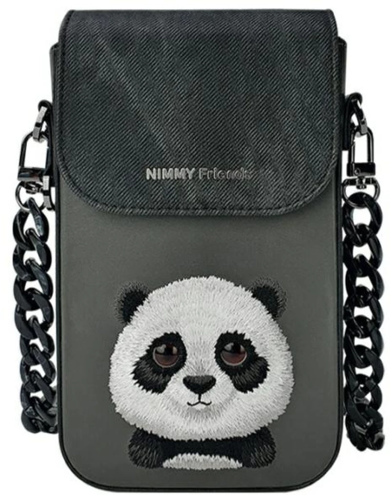 Nimmy Big Eyed Pet 2.0 Panda 3-in-1 Phone Bag + Wallet + Tracker Case - Black