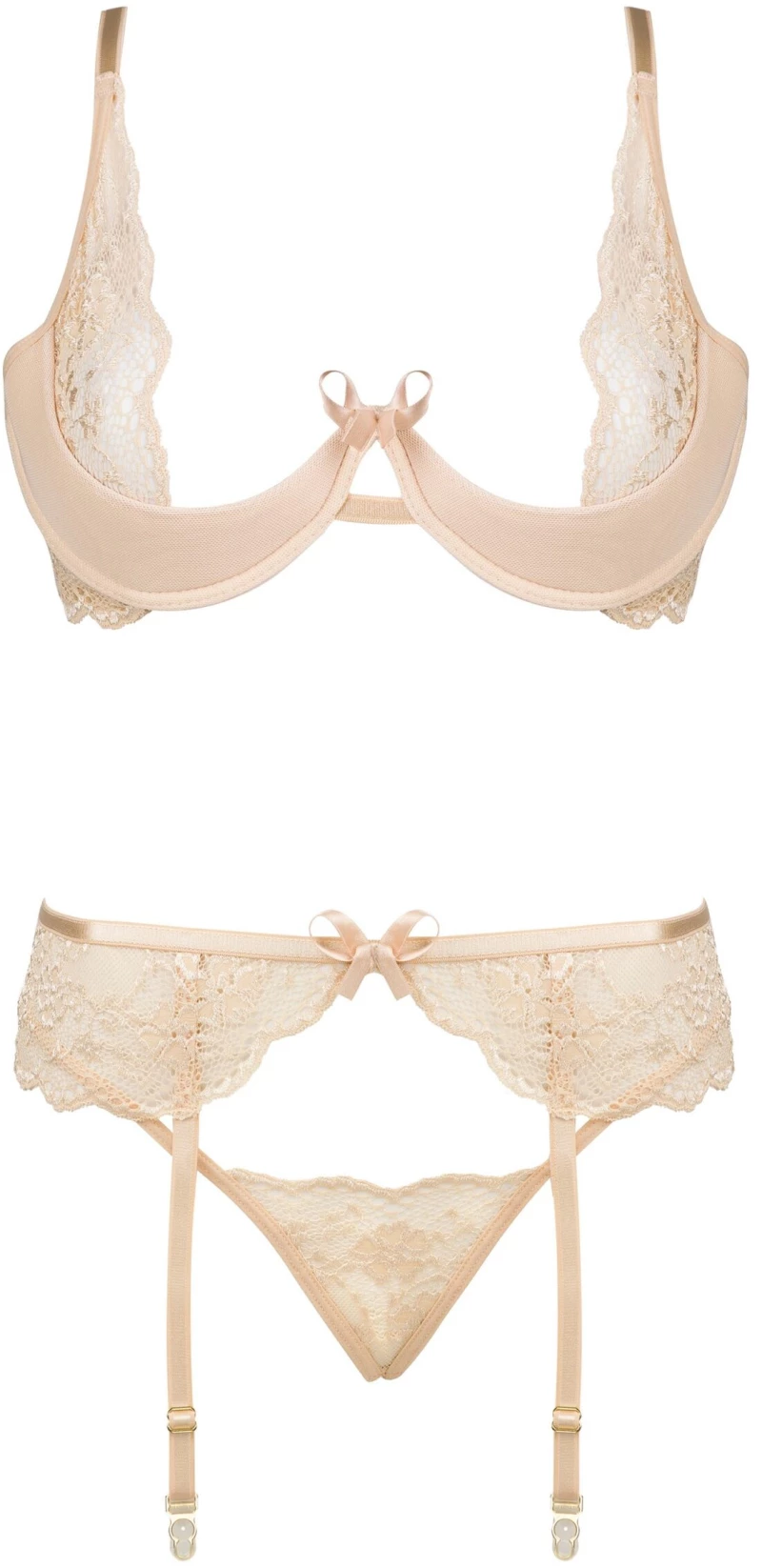 BEAUTY NIGHT FASHION ROSE 3 PIECE SET NUDE