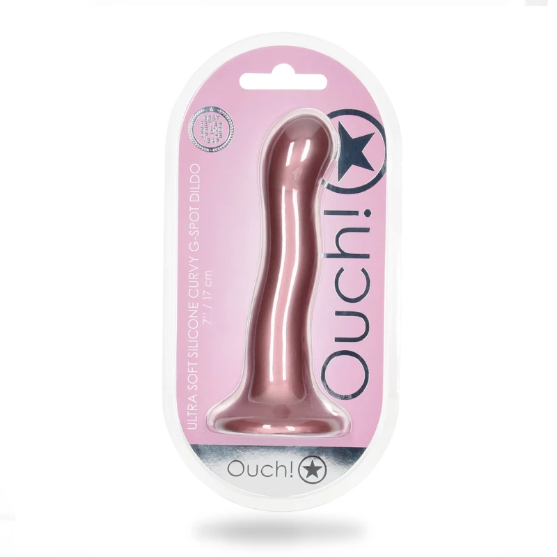 Ouch Ultra Soft Silicone Curvy G-Spot Dildo - 7'' / 17 cm