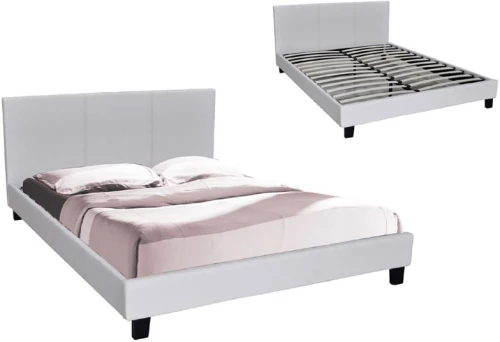 WILTON Κρεβάτι Διπλό, για Στρώμα 160x200cm, PU Άσπρο