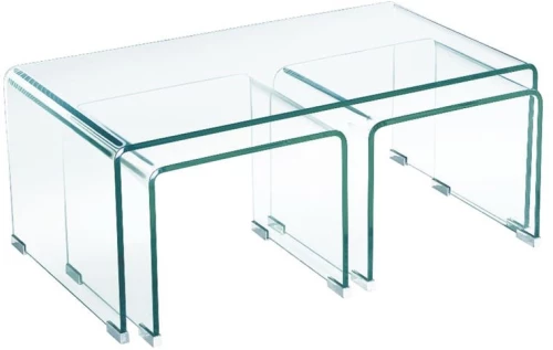 GLASSER Τραπεζάκια (1+2) Σαλονιού - Καθιστικού Διάφανο Γυαλί 12mm