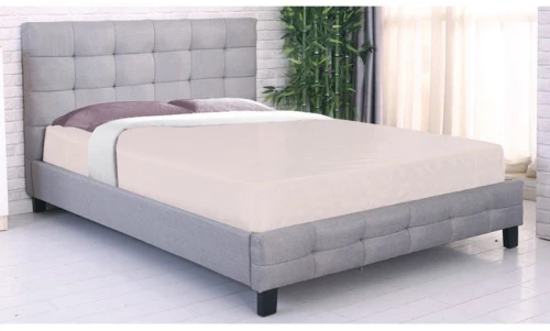 FIDEL Κρεβάτι Διπλό για Στρώμα 160x200cm, Ύφασμα Γκρι