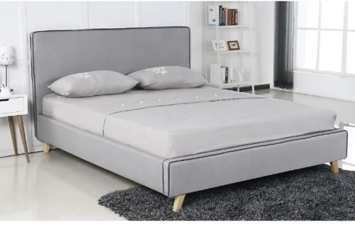 MORISSON Κρεβάτι Διπλό, για Στρώμα 140x190cm, Ύφασμα Ανοιχτό Γκρι