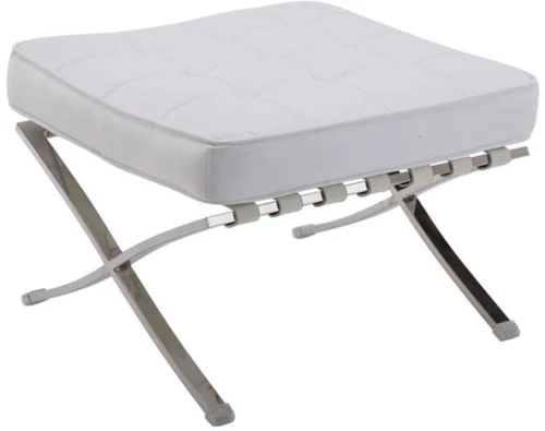 BARCELONA τ. Σκαμπό - Υποπόδιο, Βάση Inox, Pu Άσπρο