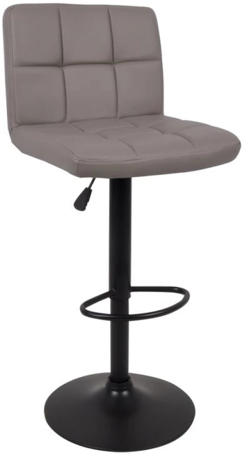 LINO Σκαμπό BAR με Πλάτη, Μέταλλο Μαύρο, PU Cappuccino, Ρύθμιση Ύψους, Περιστρεφόμενο