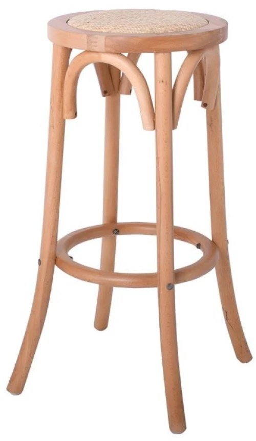 VIENNA Σκαμπό BAR, Ξύλο Οξιά Απόχρωση Φυσικό, Κάθισμα Ψάθα