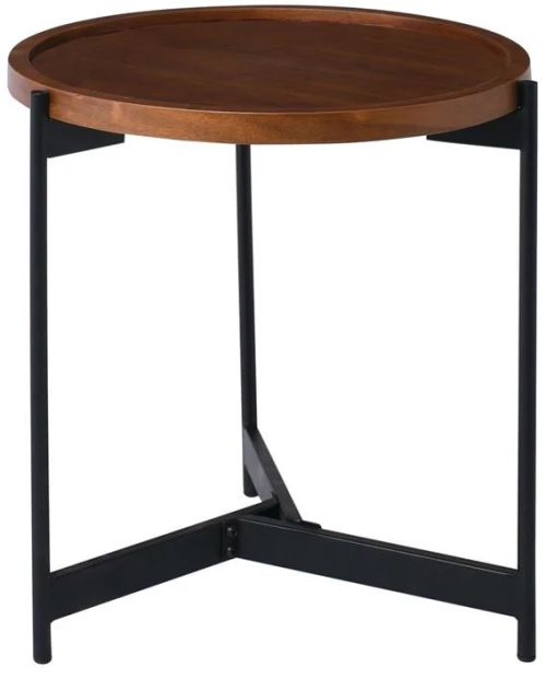 TOSS Τραπεζάκι Σαλονιού - Καθιστικού, Μέταλλο Βαφή Μαύρο, Απόχρωση Καρυδί