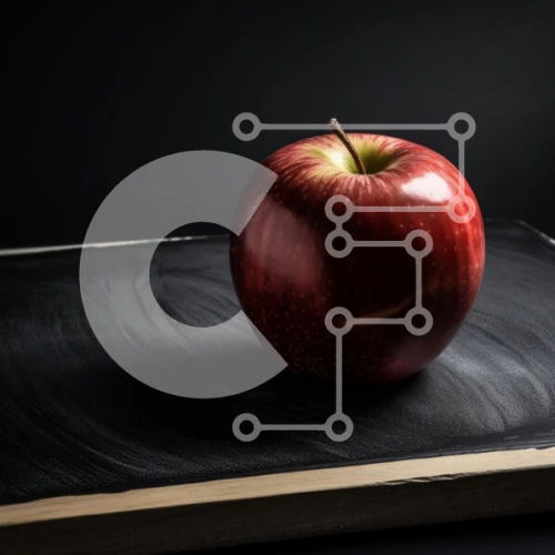 Intra Συλλεκτικό Ξύλινο Παζλ Plywood  4mm - Κόκκινο μήλο στον πίνακα κιμωλίας Σε Ξύλινο Κουτί - Διαστάσεις: 10x10 cm – 25 κομμάτια