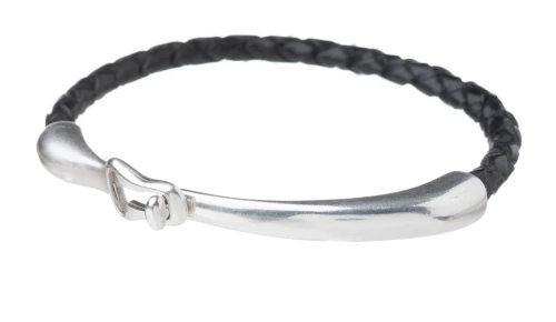 Half Black Braid Leather Bracelet