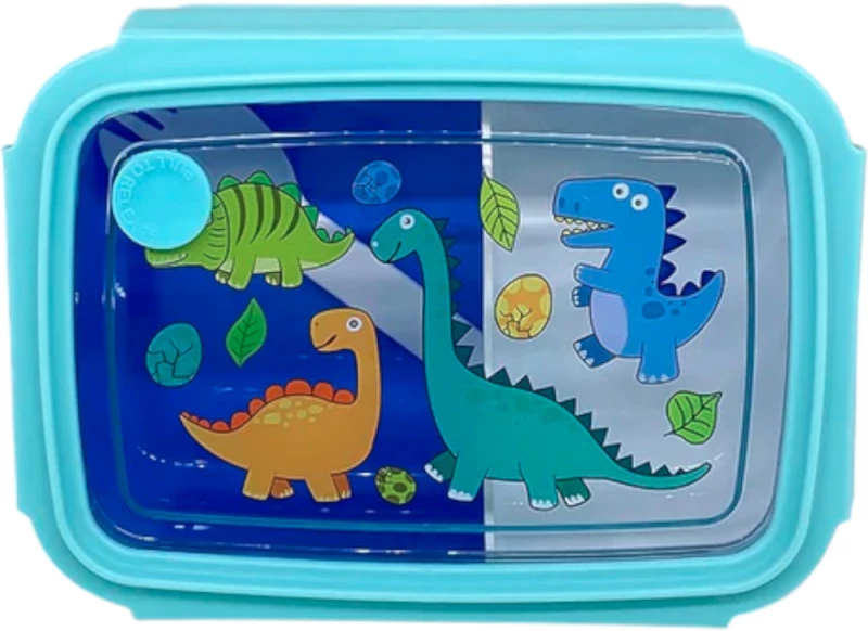 Light Blue Dinosaurs, Παιδικό Φαγητοδοχείο 880ml. με χώρισμα & σπαστό spork