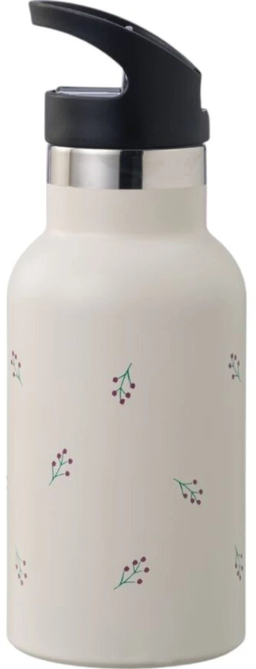 Μπεζ, Berries, Μπουκάλι Θερμός από ανοξείδωτο ατσάλι με διπλό τοίχωμα και ενσωματωμένο καλαμάκι 350ml, Fresk