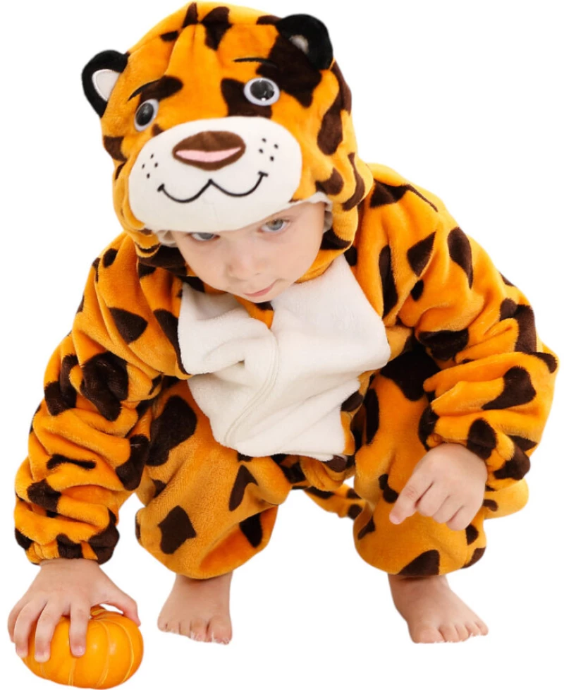 Orange Baby Leopard- Ολόσωμη Βελούδινη Φόρμα (Unisex)- Queen Mother