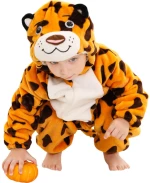 Orange Baby Leopard- Ολόσωμη Βελούδινη Φόρμα (Unisex)- Queen Mother