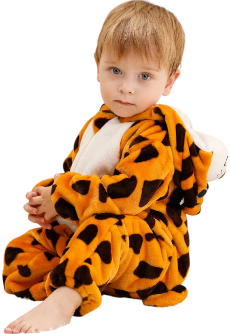 Orange Baby Leopard- Ολόσωμη Βελούδινη Φόρμα (Unisex)- Queen Mother