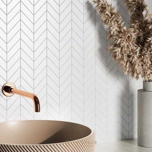 Ivy Space 23x30.5cm Πλακάκι Chevron Thassos White Ματ